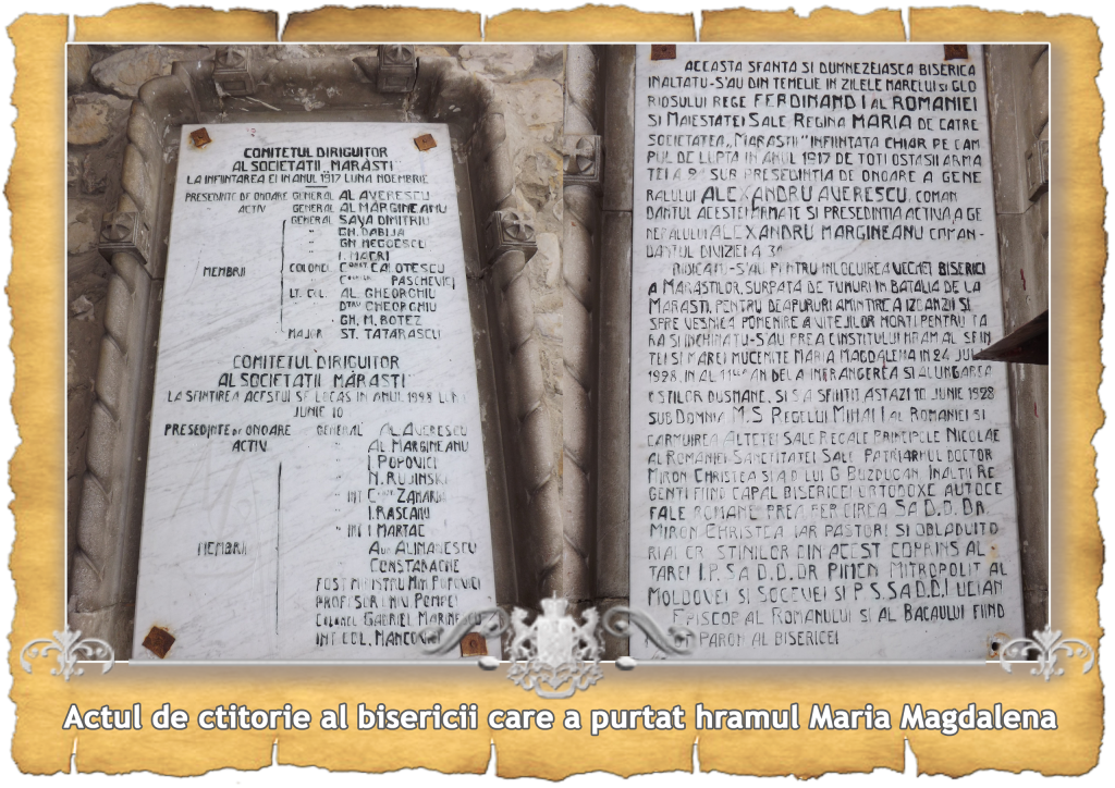 Marble commemorative plaques with the founding text of the Maria Magdalena Church